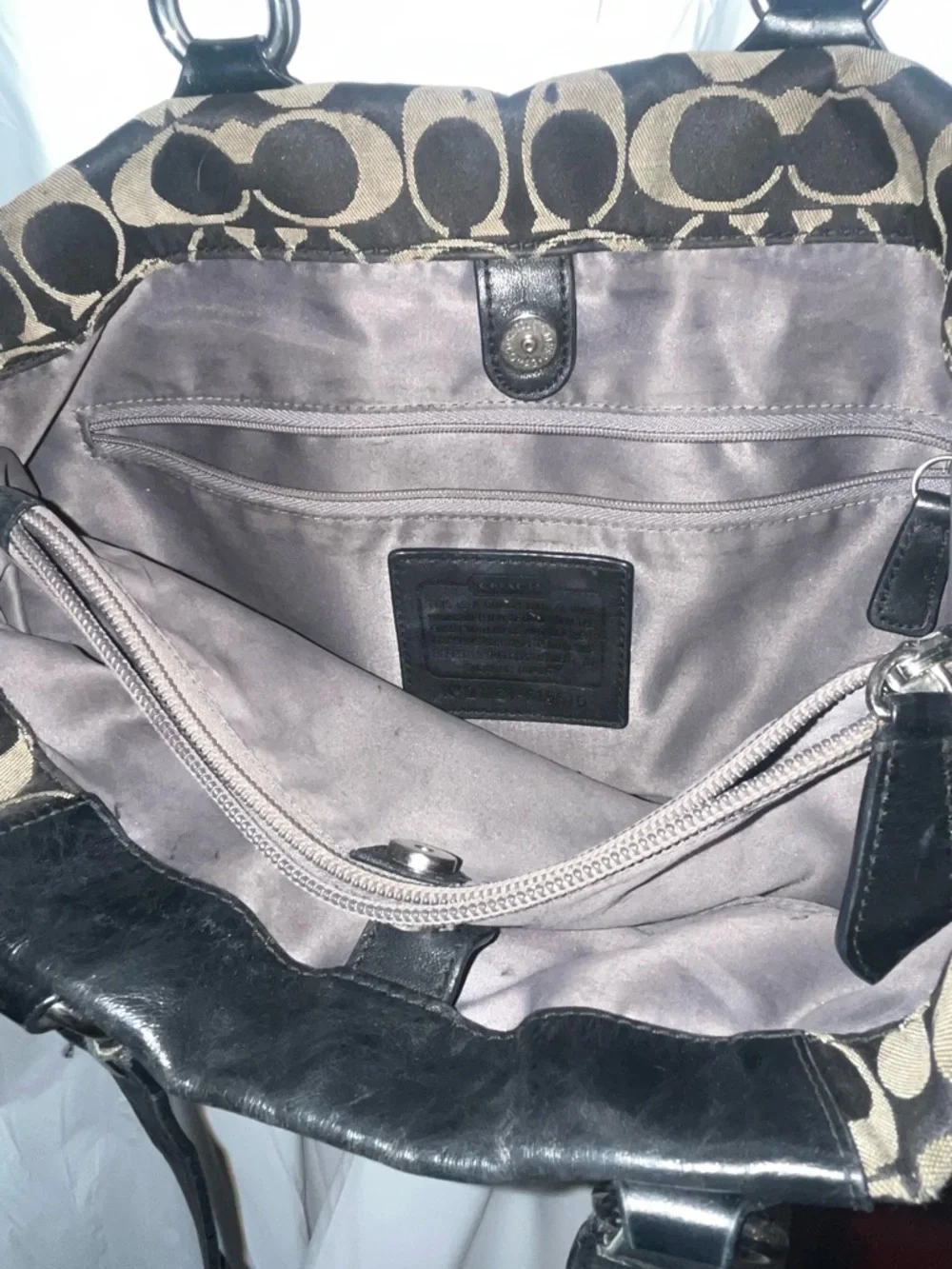 Coach Brown and Black Signature Canvas Shoulder Bag
